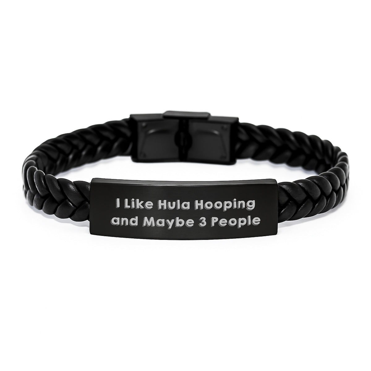 Hula Hooping Fun Gifts for Friends, Funny Interlaced Leather Bracelet for Birthday, 'I Like Hula Hooping And Maybe 3 People' Quote, Gifts from Friends - Image 1
