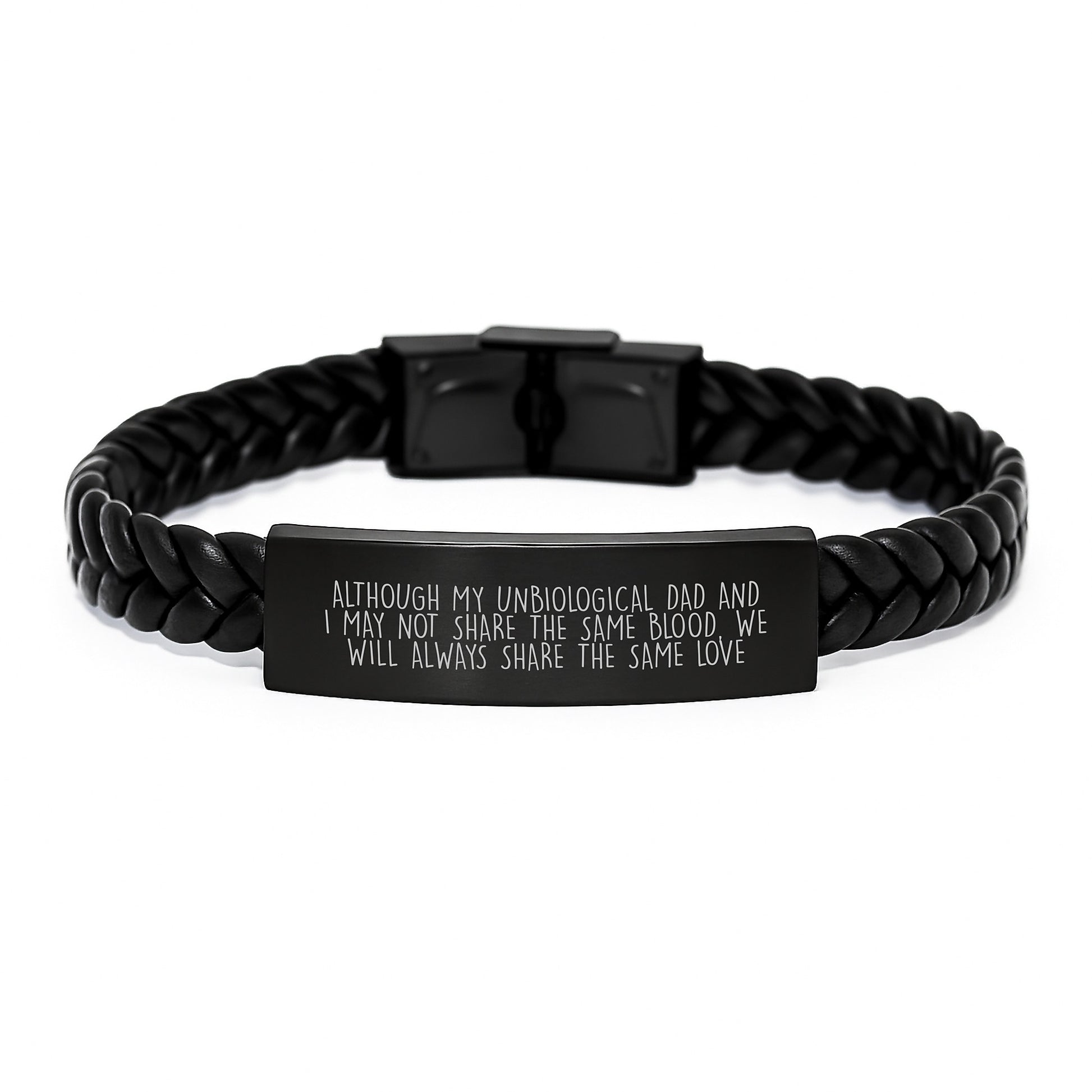 Funny Unbiological Dad Gifts - Inspirational Quote Interlaced Leather Bracelet for Men, Women, and Family - Birthday Unique Gifts from Friends to Coworkers - Image 1