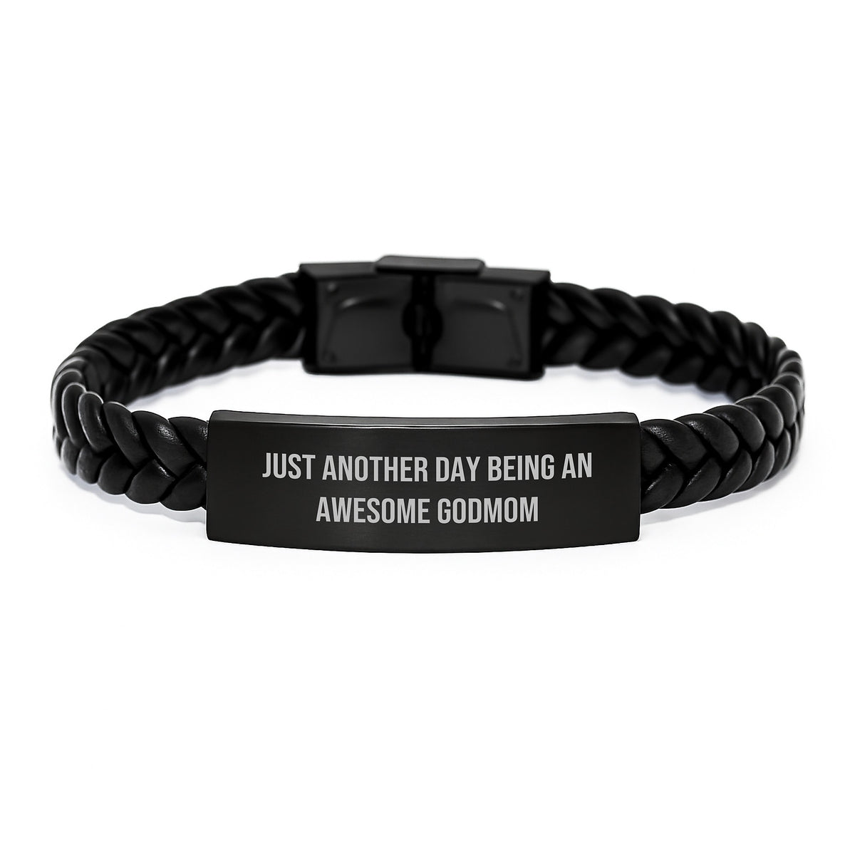 Godmom Love Gifts from Men, Women, Family to Awesome Godmom, Interlaced Leather Bracelet for Christmas Unique Presents - Image 1