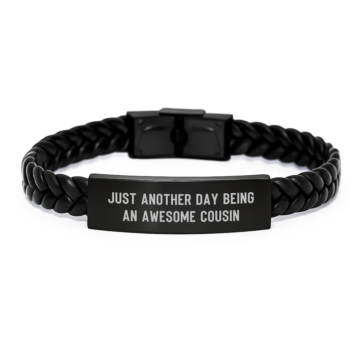 Cousin Christmas Unique Gifts from Men, Funny Cousin Quotes, Interlaced Leather Bracelet for Cousin, Christmas Unique Gifts for Family - Image 1