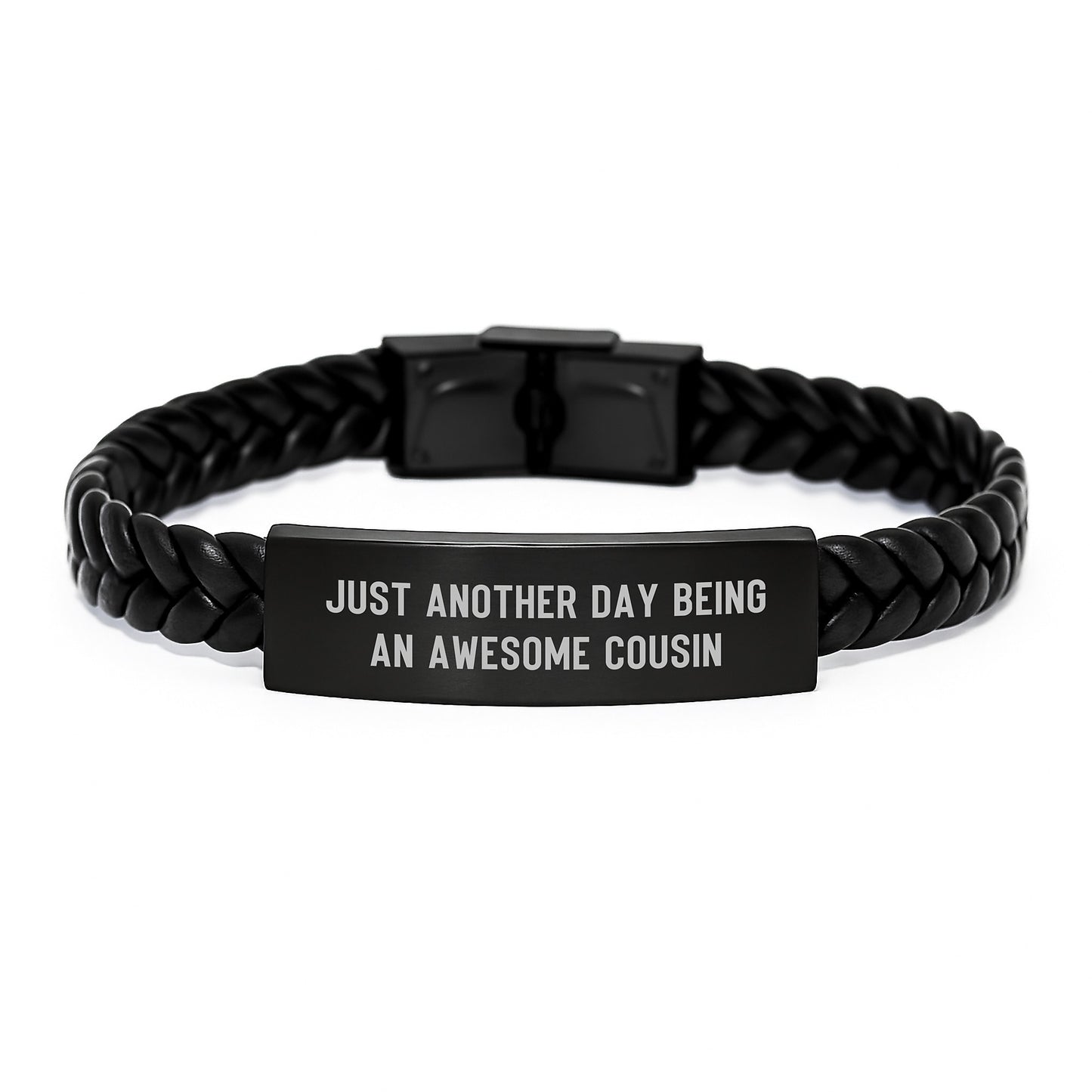 Cousin Christmas Unique Gifts from Men, Funny Cousin Quotes, Interlaced Leather Bracelet for Cousin, Christmas Unique Gifts for Family - Image 1