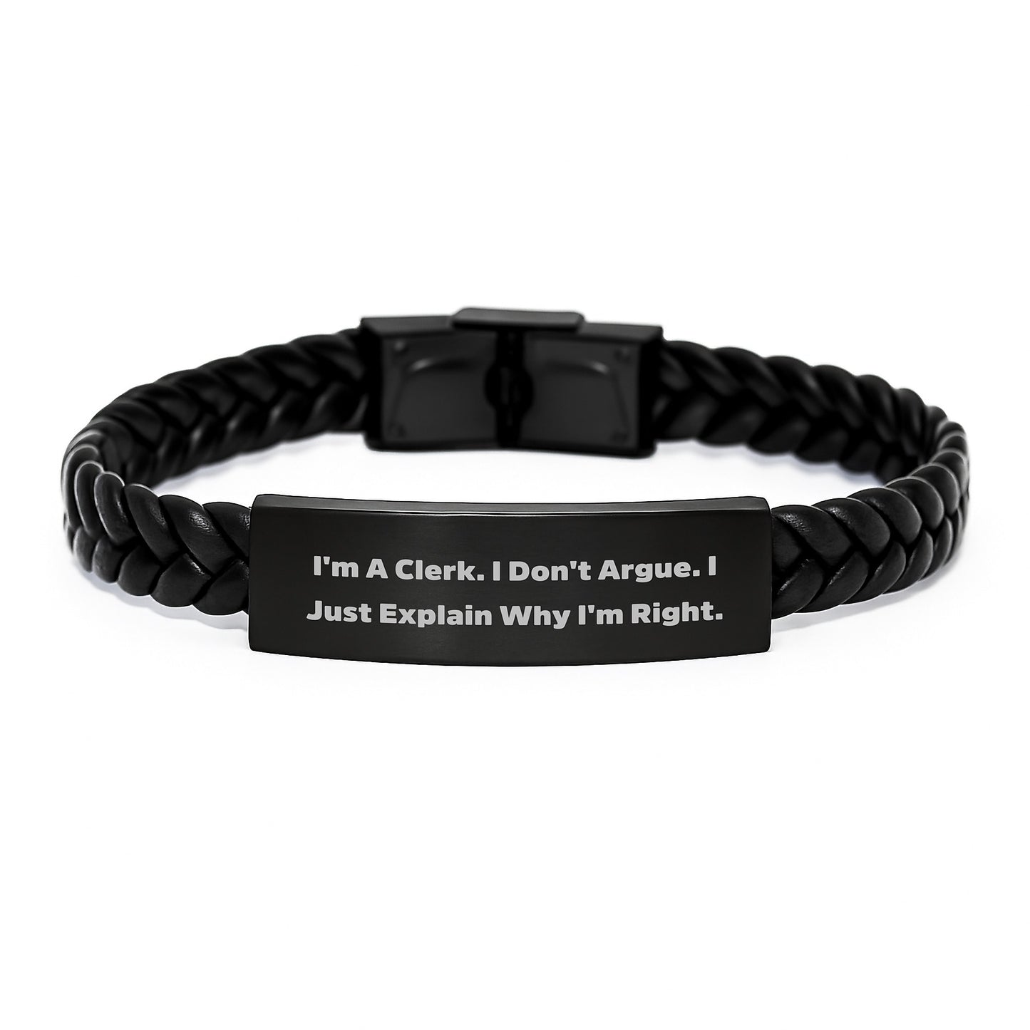 Clerk Humor Interlaced Leather Bracelet Gifts for Men from Friends and Family - Funny Inspirational Quote - Christmas Unique Gifts - Image 1