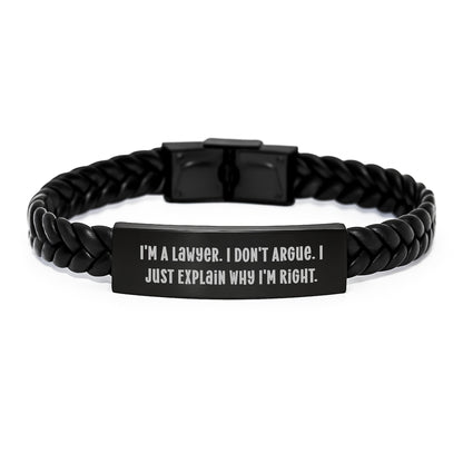 Funny Lawyer Gifts from Friends for Men - Interlaced Leather Bracelet - Christmas Unique Presents - Image 1