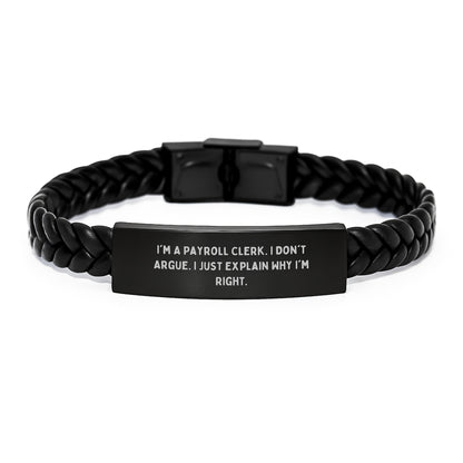 Payroll Clerk Gifts Funny Interlaced Leather Bracelets from Friends for Birthday, 'I'm Right' Quote Inspiration - Image 1