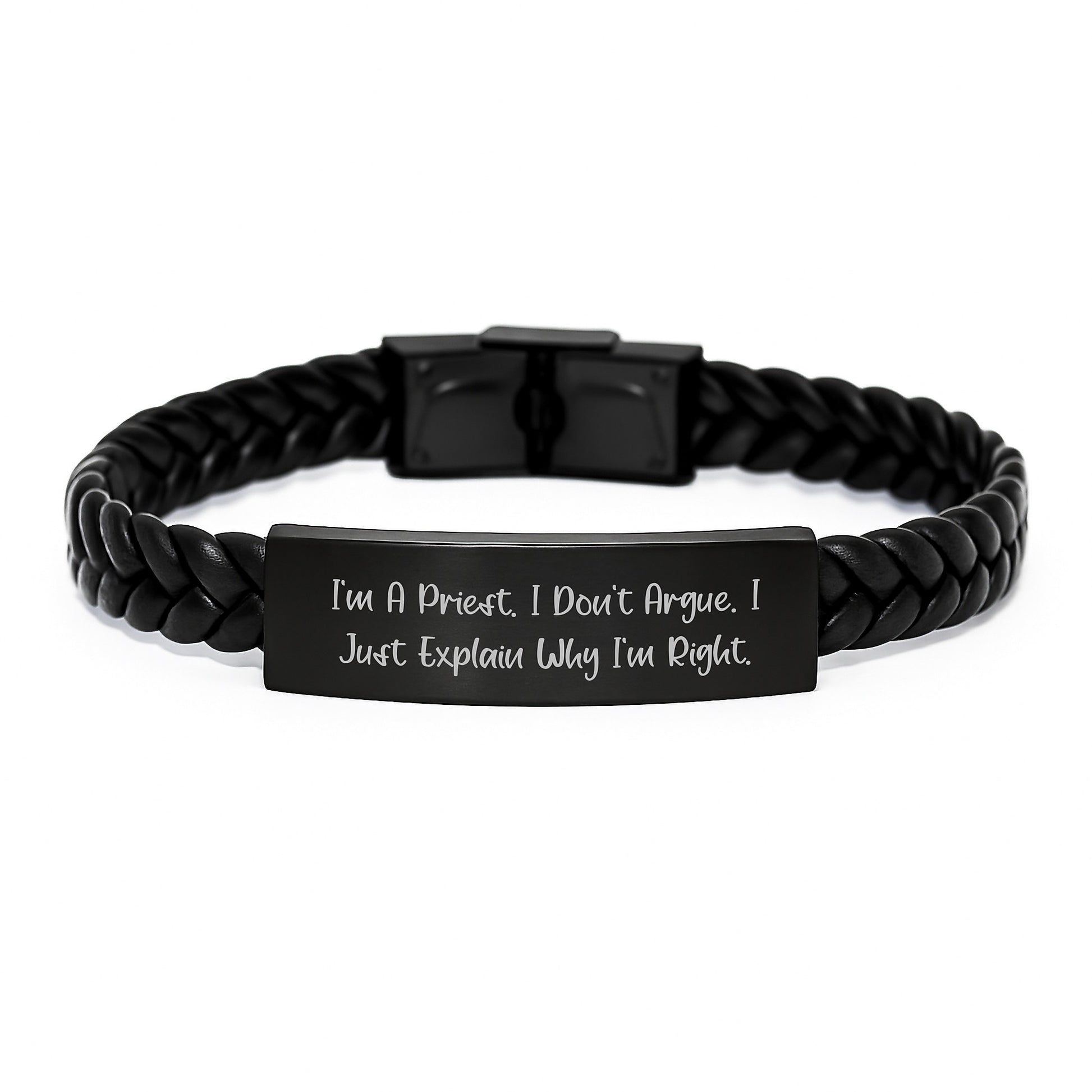 Funny Priest Gifts for Men - Interlaced Leather Bracelet, Gifts from Family to Friends - Priest Quote, Christmas Unique Presents - Image 1