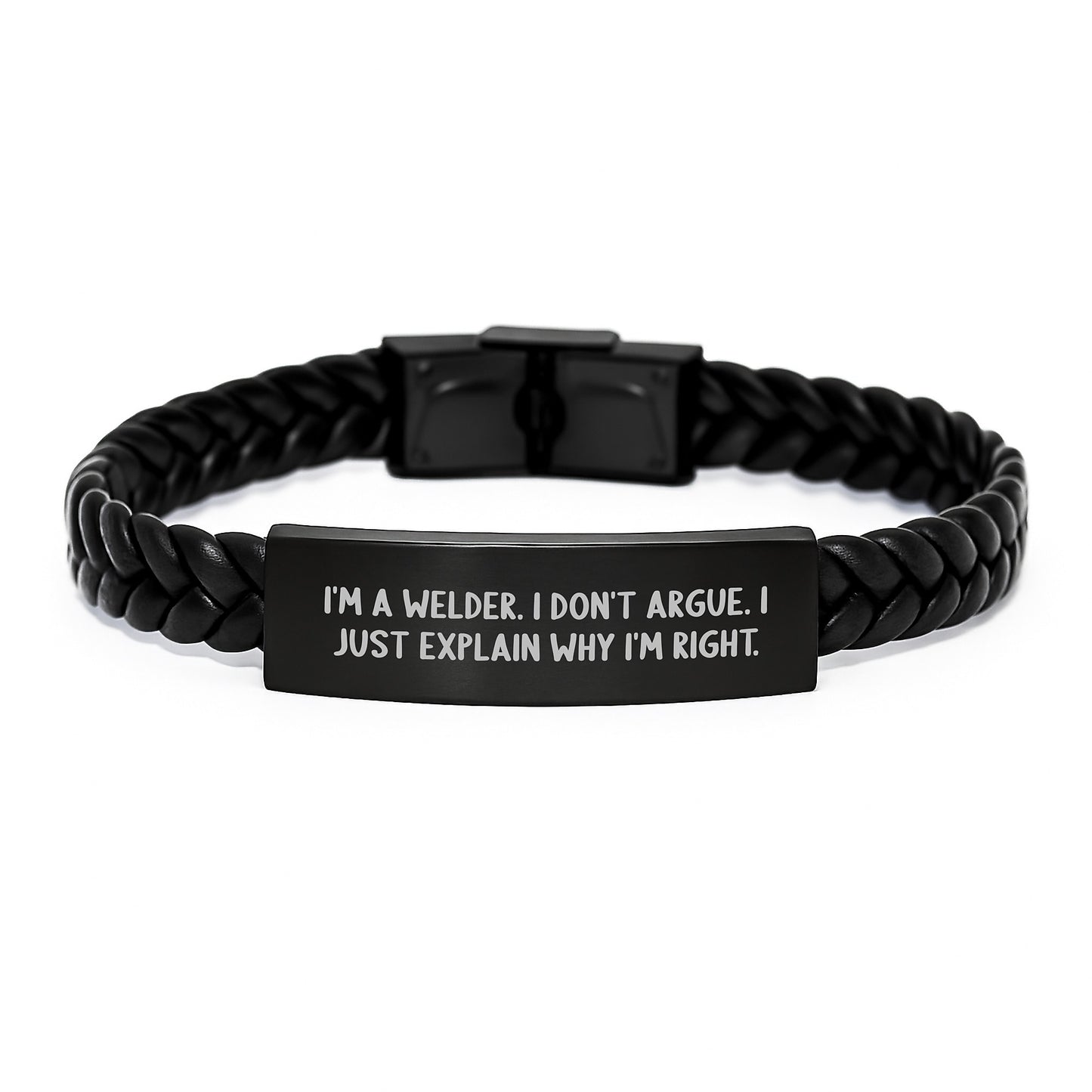 Welder's Humor Interlaced Leather Bracelet Gifts from Friends for Birthday, Funny Quote - Image 1