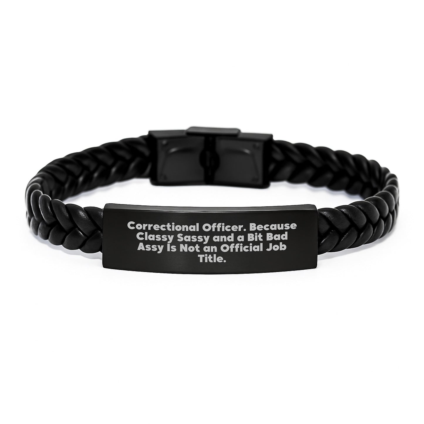 Funny Correctional Officer Gifts for Men - Correctional Officer Interlaced Leather Bracelet, Gifts from Friends and Family, Christmas Unique Gifts - Image 1