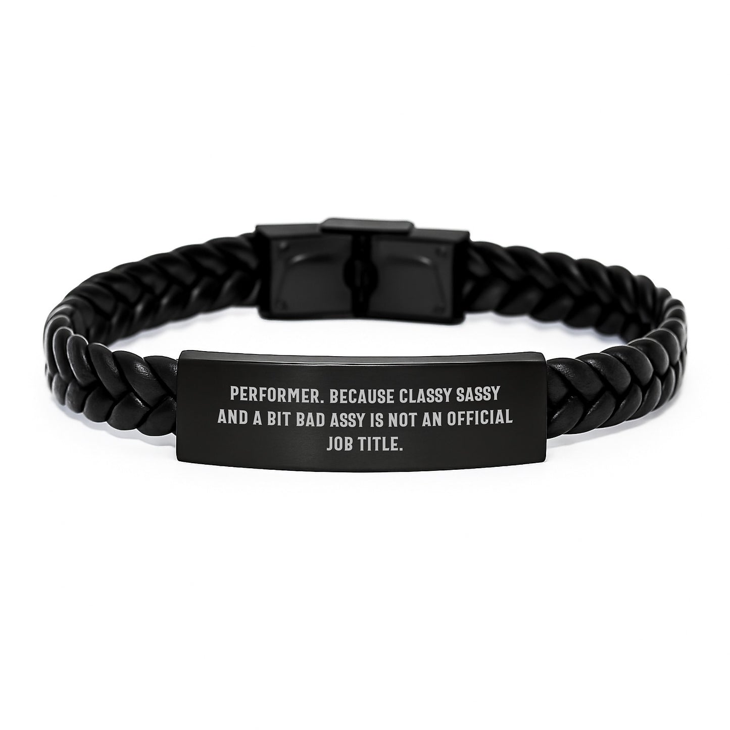 Performer Gifts: Funny Quote Inspired Interlaced Leather Bracelet for Him or Her, Gifts from Friends to Coworkers, Birthday Unique Gifts for Performer Men or Women - Image 1