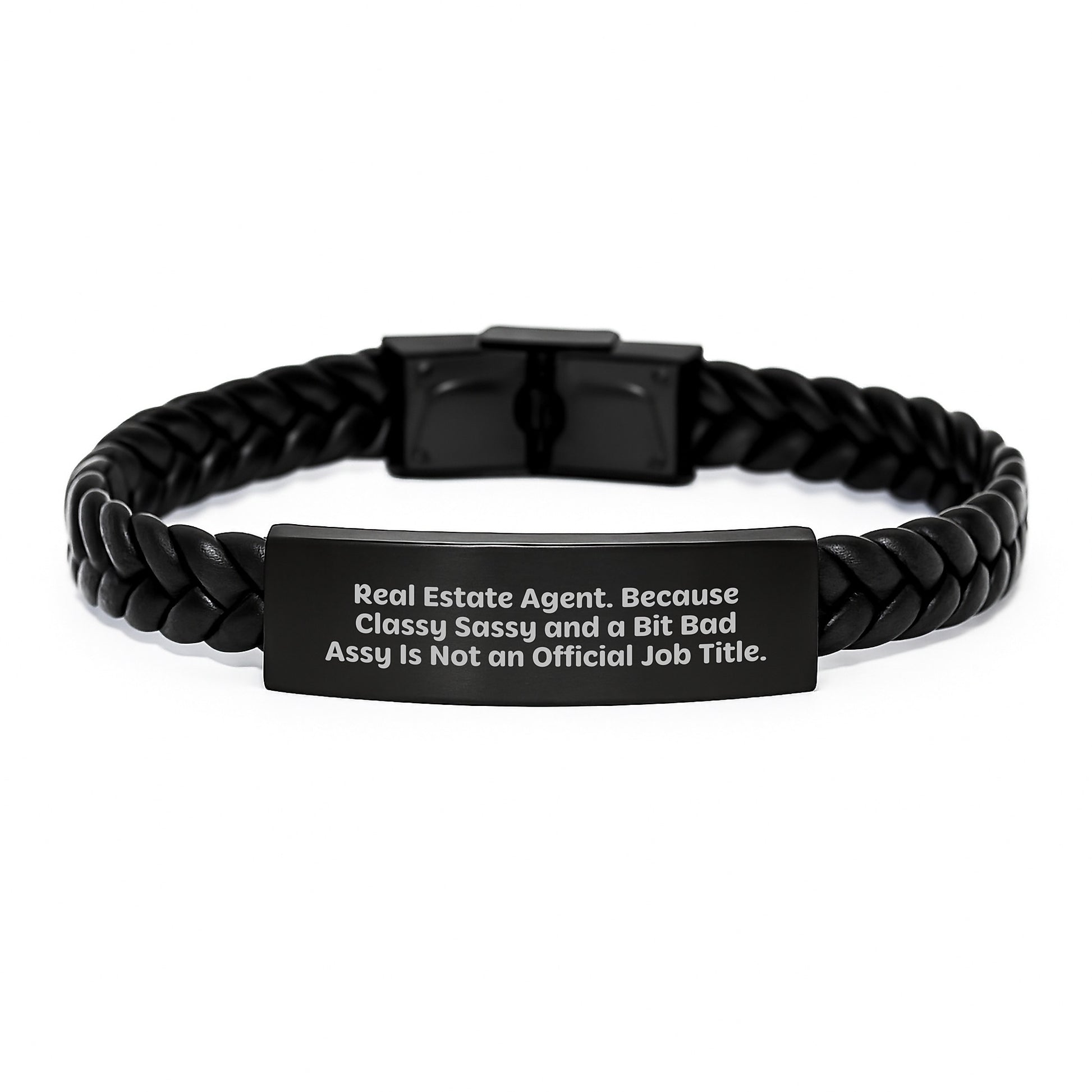 Funny Real Estate Agent Gifts - Interlaced Leather Bracelet for Men - Christmas Unique Presents from Friends to Real Estate Agent - Image 1