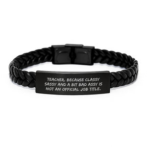 Teacher Gifts from Friends - Funny Quote Interlaced Leather Bracelet, Birthday Unique Gifts for Men, Women, Coworkers, Family, Teacher - Image 1