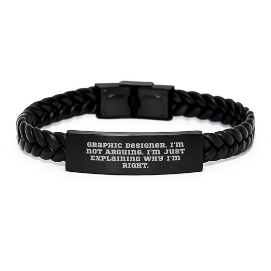 Gifts from Friends to Graphic Designers, Unique Interlaced Leather Bracelets with Funny Quote, Stainless Steel and PU Leather, Christmas Unique Gifts - Image 1