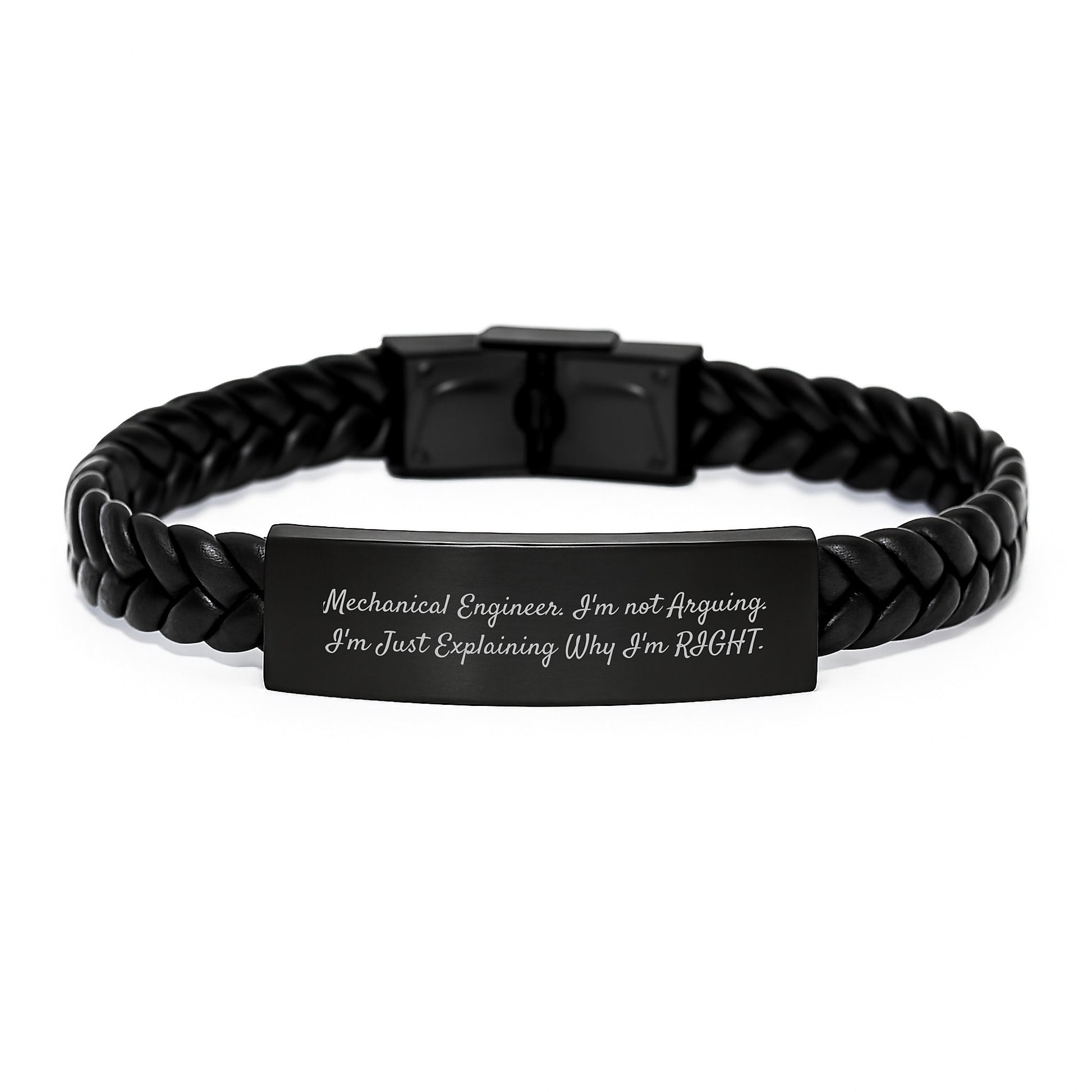 Mechanical Engineer Funny Quote Interlaced Leather Bracelet Gifts for Men from Family, Unique Christmas Unique Gifts for Him, Stainless Steel Leather Hybrid - Image 1