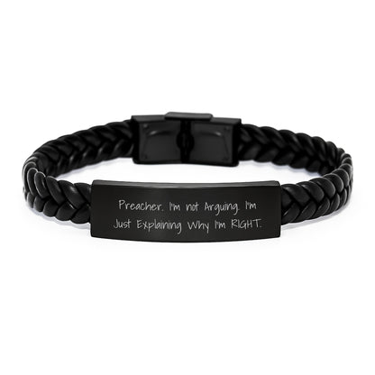 Funny Preacher Gifts from Friends, Interlaced Leather Bracelet for Preacher, Christmas Unique Presents - Image 1