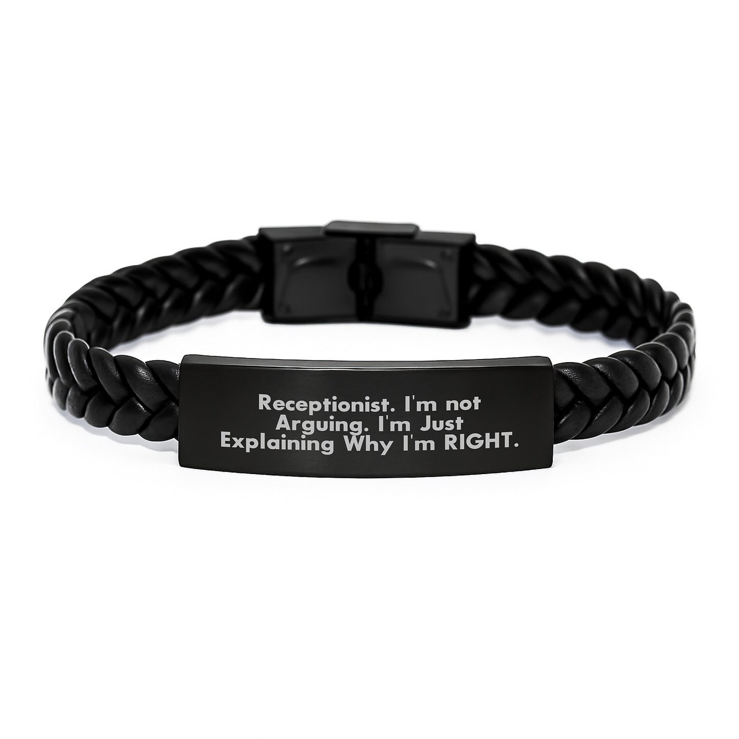 Funny Receptionist Gifts for Men from Friends, Unique Men's Interlaced Leather Bracelet, Birthday Unique Gifts from Coworkers to Receptionist - Image 1