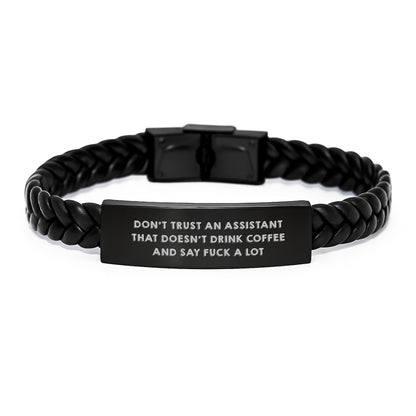 Funny Assistant Gifts, Interlaced Leather Bracelets for Assistant, Christmas Unique Gifts from Friends to Assistant - Image 1