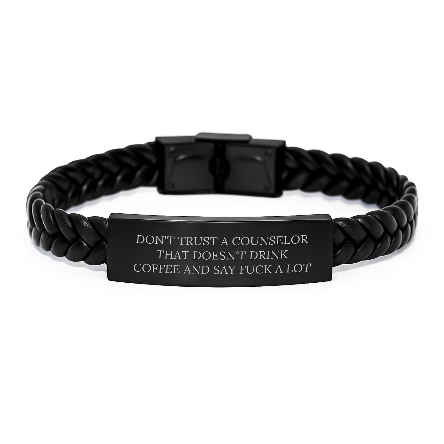 Funny Counselor Gifts from Men to Counselor, Funny Interlaced Leather Bracelet, Christmas Unique Gifts - Image 1