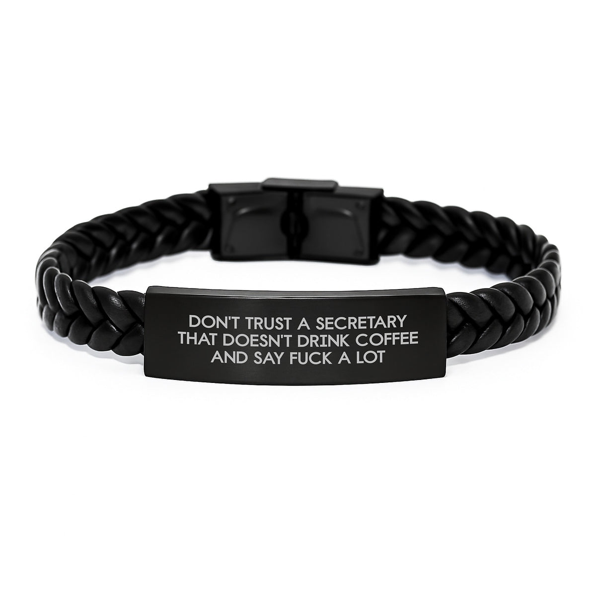 Funny Gift for Secretary, Interlaced Leather Bracelet with Stainless Steel and PU Leather, Birthday Unique Gift for Coworkers - Gifts from Friends to Secretary - Image 1
