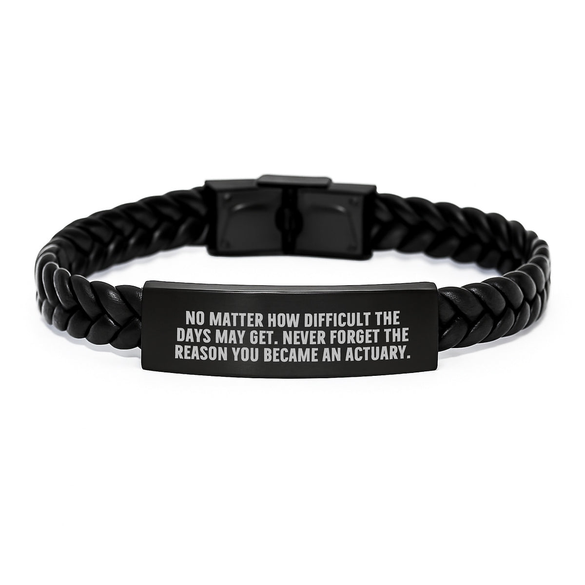 Actuary Gifts for Men, Funny 'Never Forget' Interlaced Leather Bracelet, Birthday Unique Gifts from Friends - Image 1