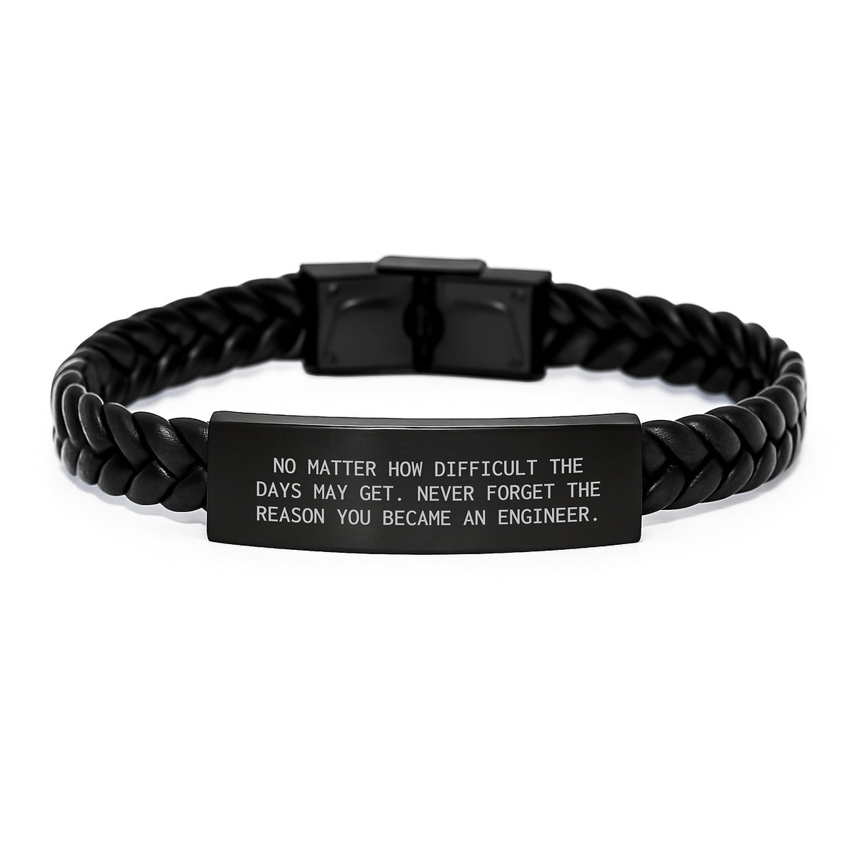 Inspirational Engineer Gifts for Men, Interlaced Leather Bracelet with Engraved Stainless Steel, Gifts from Family to Engineer, Christmas Unique Presents - Image 1