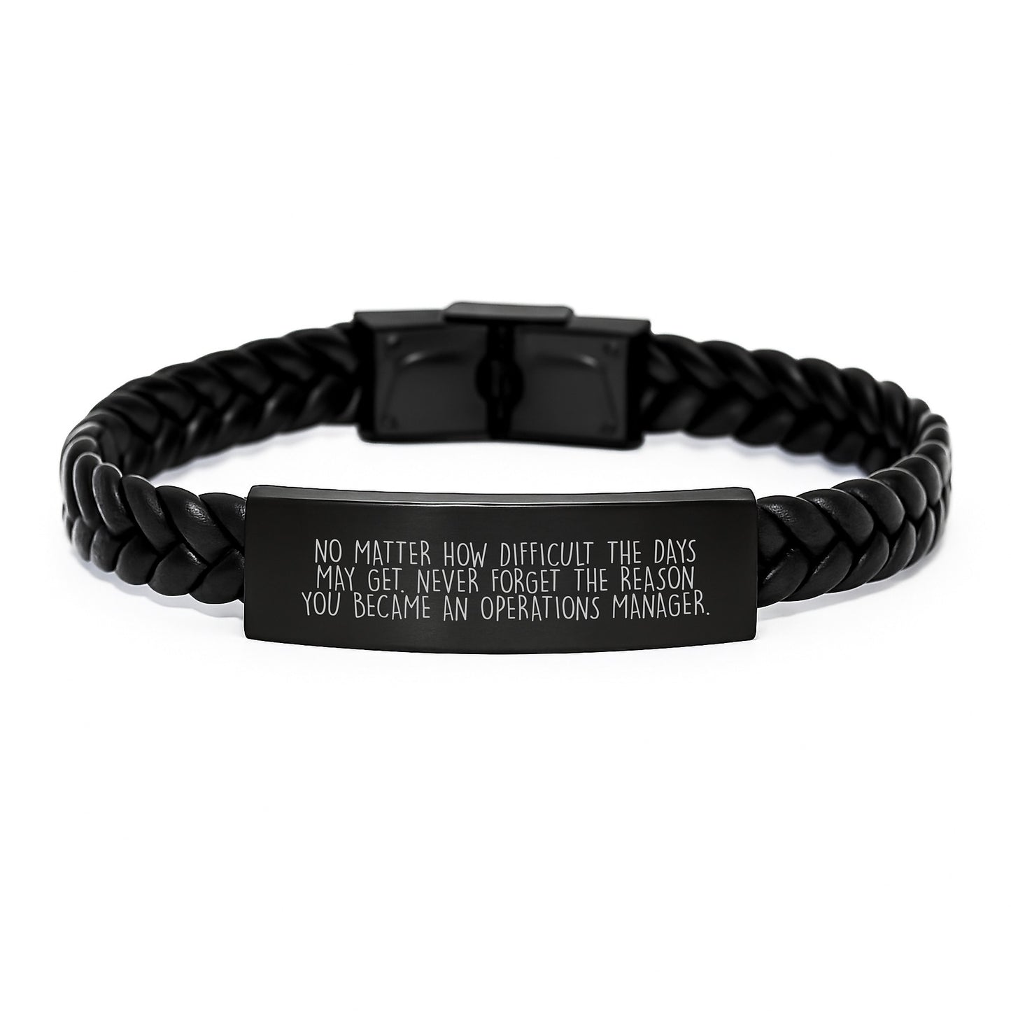 Father's Day Unique Gifts for Operations Manager, Inspirational Interlaced Leather Bracelet with Stainless Steel and PU Leather - Image 1