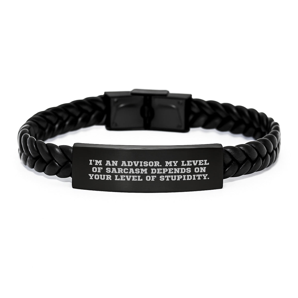 Funny Advisor Gift, Interlaced Leather Bracelet with Sarcasm Quote, Unique Gifts from Men for Advisor Friends - Image 1
