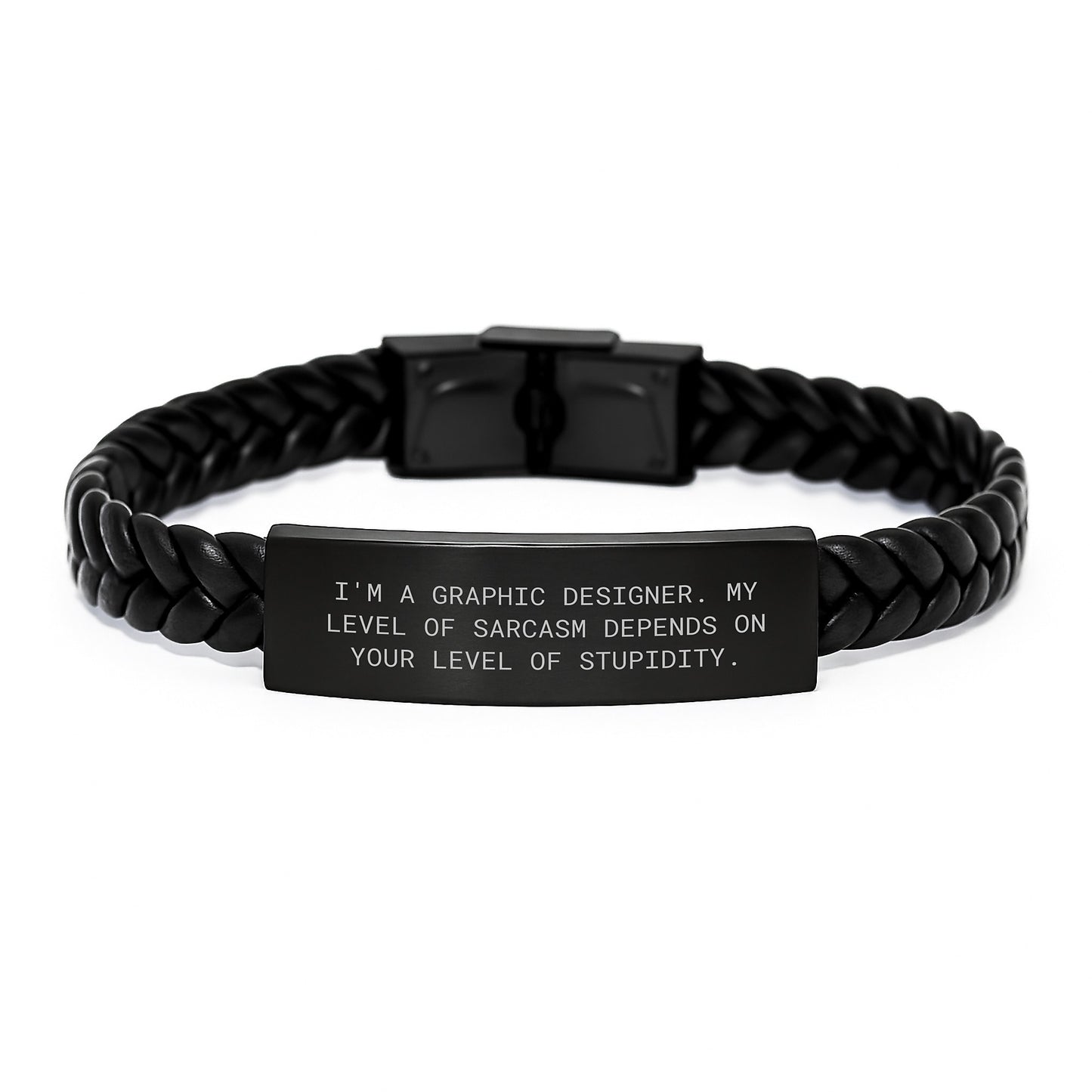 Funny Graphic Designer Gifts from Men, Cute Interlaced Leather Bracelet for Graphic Designer, Mom's Day Unique Gifts, Engraved Sarcasm Quote - Image 1