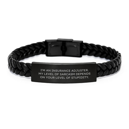 Funny Insurance Adjuster Gifts from Men - Interlaced Leather Bracelet Sarcasm Humor for Insurance Adjuster Women, Mother's Day Unique Gifts - Image 1