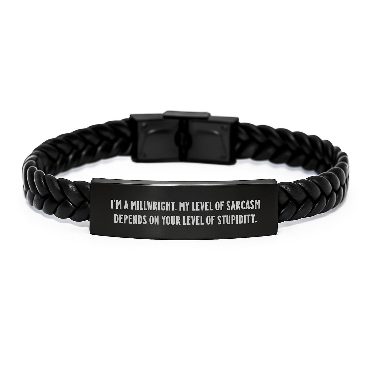 Funny Millwright Gifts for Mother's Day - Interlaced Leather Bracelet by Men - Unique Gifts from Family to Millwright - Image 1
