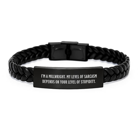 Funny Millwright Gifts for Mother's Day - Interlaced Leather Bracelet by Men - Unique Gifts from Family to Millwright - Image 1
