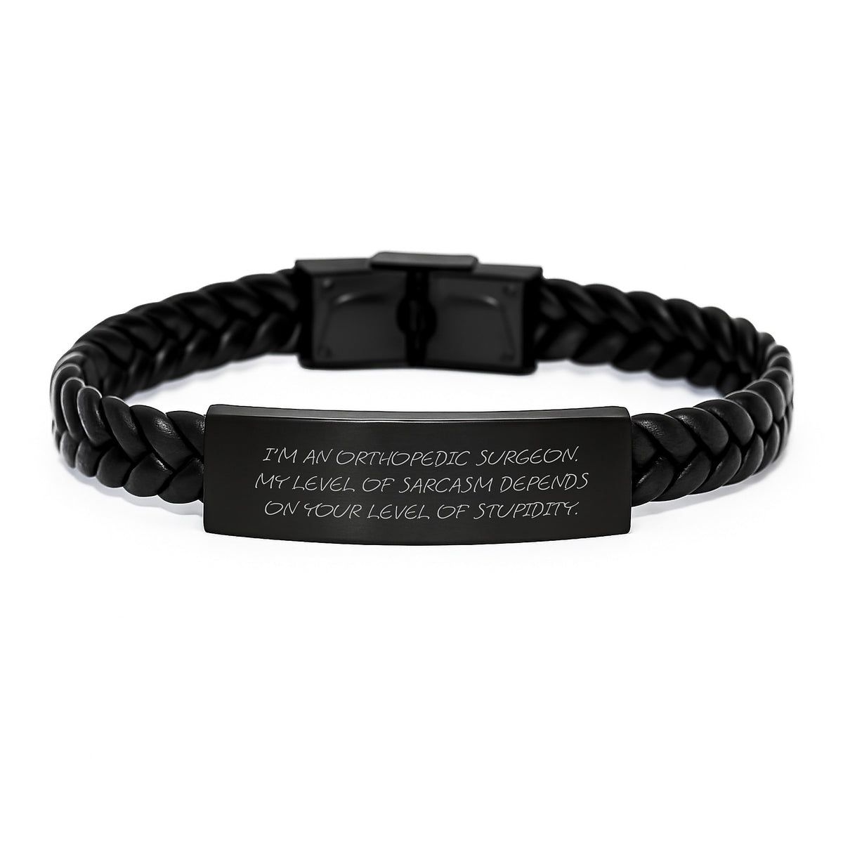 Funny Orthopedic Surgeon Gifts for Men Father's Day Unique Interlaced Leather Bracelet with Sarcasm Quote, Gifts from Family to Orthopedic Surgeon - Image 1