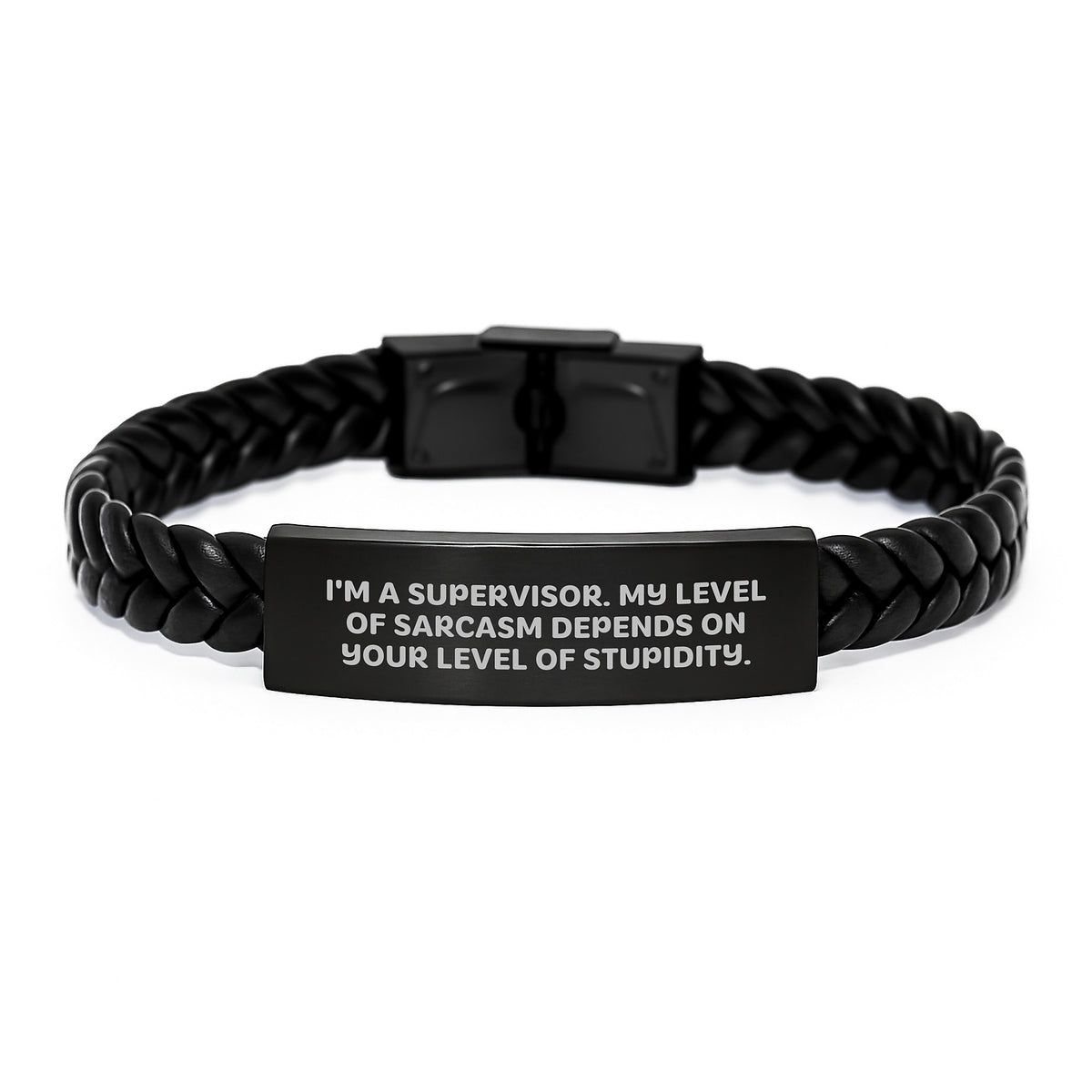 Funny Supervisor Gifts from Men, Women, Friends, Coworkers, Family - Birthday Unique Interlaced Leather Bracelet with Sarcasm Quote for Supervisor, Manager, Boss - Image 1