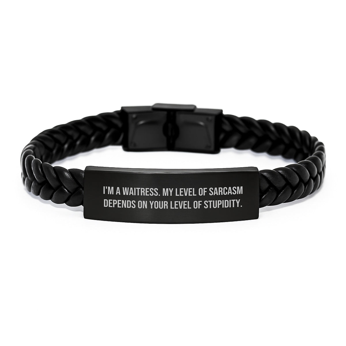 Funny Waitress Gifts from Men, Unique Interlaced Leather Bracelet for Waitress, Mother's Day Unique Gifts for Women with Sarcasm Quote - Image 1