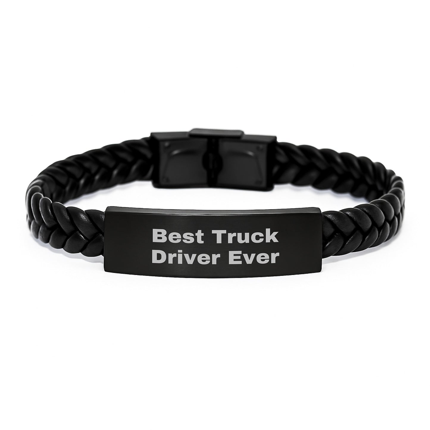 Funny Quote Truck Driver Gifts from Friends - Best Truck Driver Ever Interlaced Leather Bracelet, Birthday Unique Gifts for Men, Women, Coworkers, Family - Image 1
