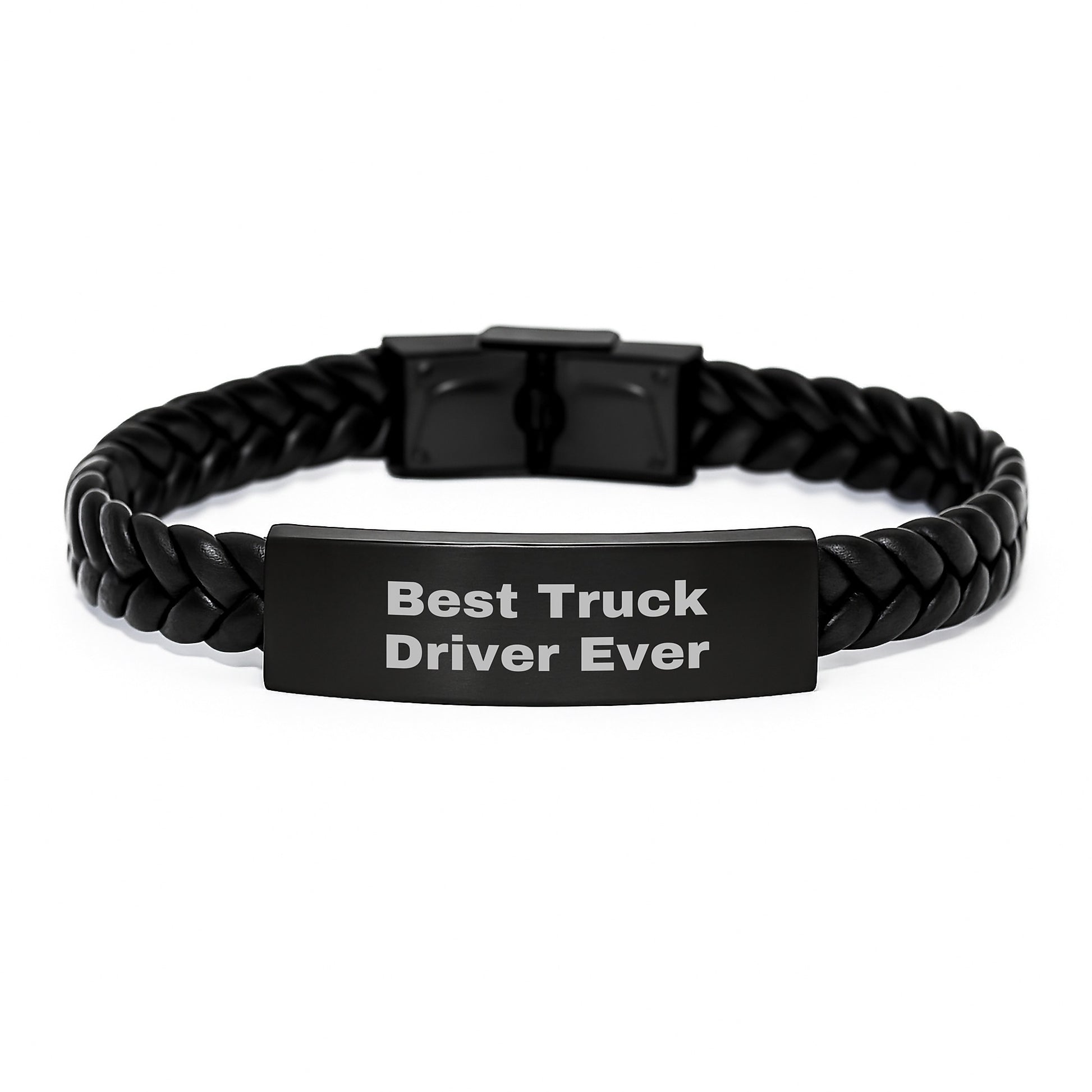 Funny Quote Truck Driver Gifts from Friends - Best Truck Driver Ever Interlaced Leather Bracelet, Birthday Unique Gifts for Men, Women, Coworkers, Family - Image 1