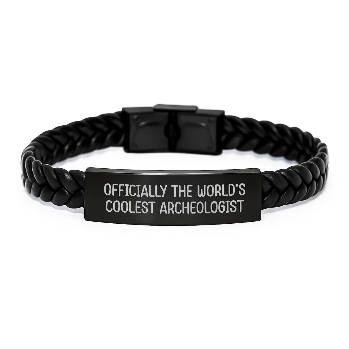 Unique Archeologist Gifts for Mom, Officially The World's Coolest Archeologist Quote Interlaced Leather Bracelet, Handmade Gift for Archeologist Enthusiasts - Image 1