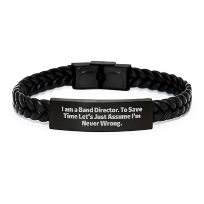 Gifts for Band Directors, Funny Interlaced Leather Bracelet, Band Director Gifts from Family, Father's Day Unique Gift for Men - Image 1