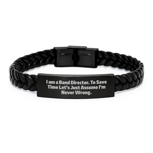 Gifts for Band Directors, Funny Interlaced Leather Bracelet, Band Director Gifts from Family, Father's Day Unique Gift for Men - Image 1