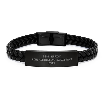 Administrative Assistant Gifts Funny Quote Interlaced Leather Bracelet Gifts from Coworkers for Administrative Assistant Valentine's Unique - Image 1