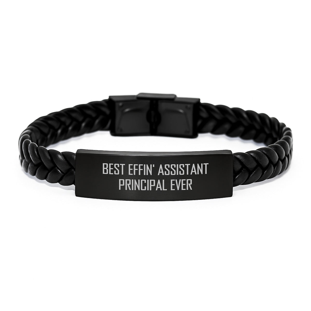 Funny Assistant Principal Gifts, Best Effin' Interlaced Leather Bracelet for Assistant Principal, Birthday Unique Gifts for Men - Image 1