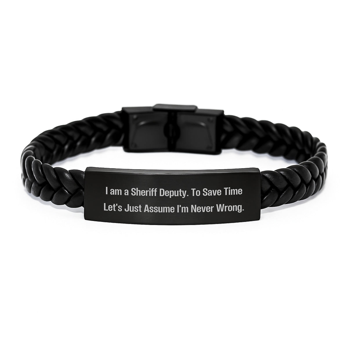 Funny Sheriff Deputy Gifts from Friends for Birthday Unique Gifts Men Interlaced Leather Bracelet - Image 1