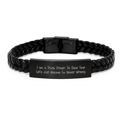 Funny Truck Driver Gifts for Mother's Day - Interlaced Leather Bracelet, Truck Driver Quote, Gifts from Men - Image 1