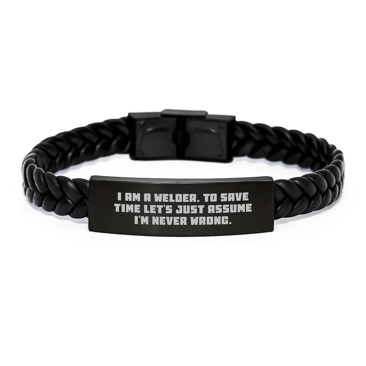 Funny Welder Gifts for Men - Interlaced Leather Bracelet from Friends - Inspiring Graduation Unique Gifts for Welder Coworkers - Image 1