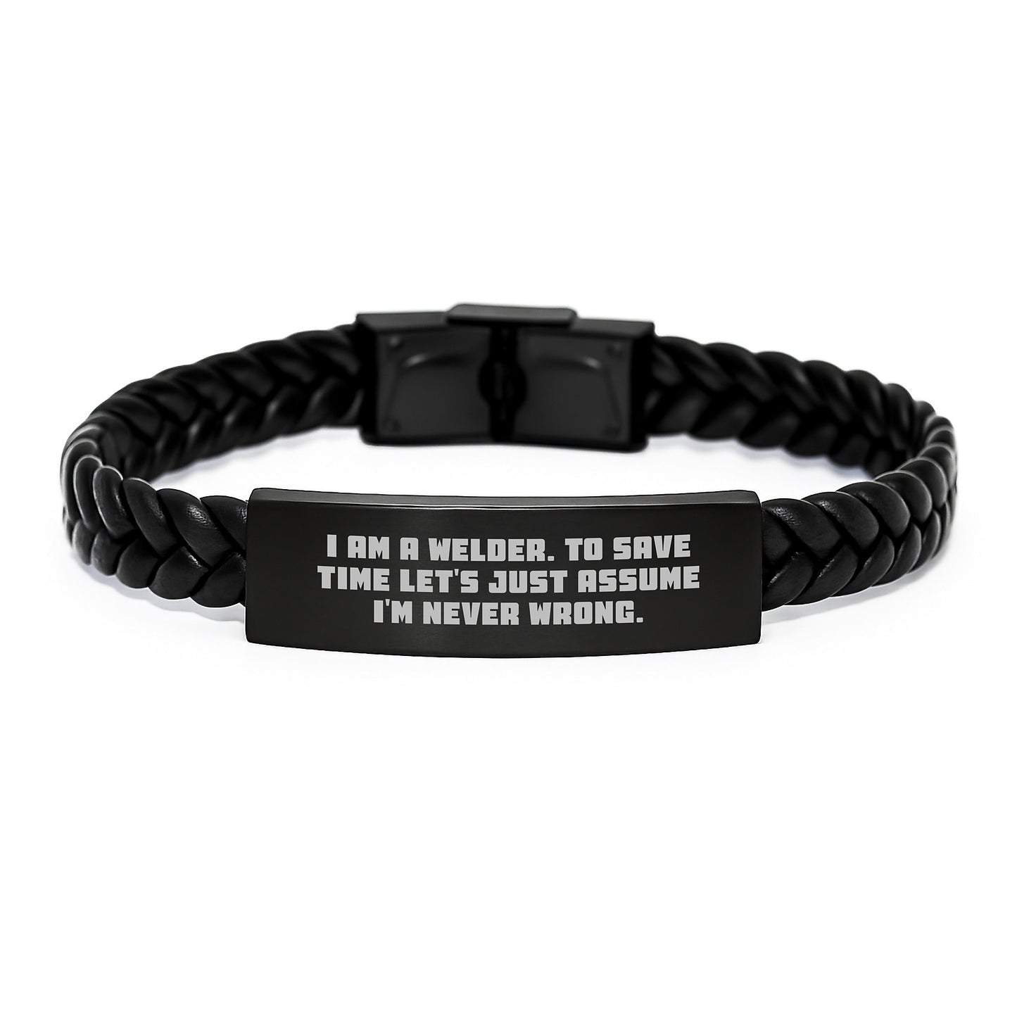 Funny Welder Gifts for Men - Interlaced Leather Bracelet from Friends - Inspiring Graduation Unique Gifts for Welder Coworkers - Image 1