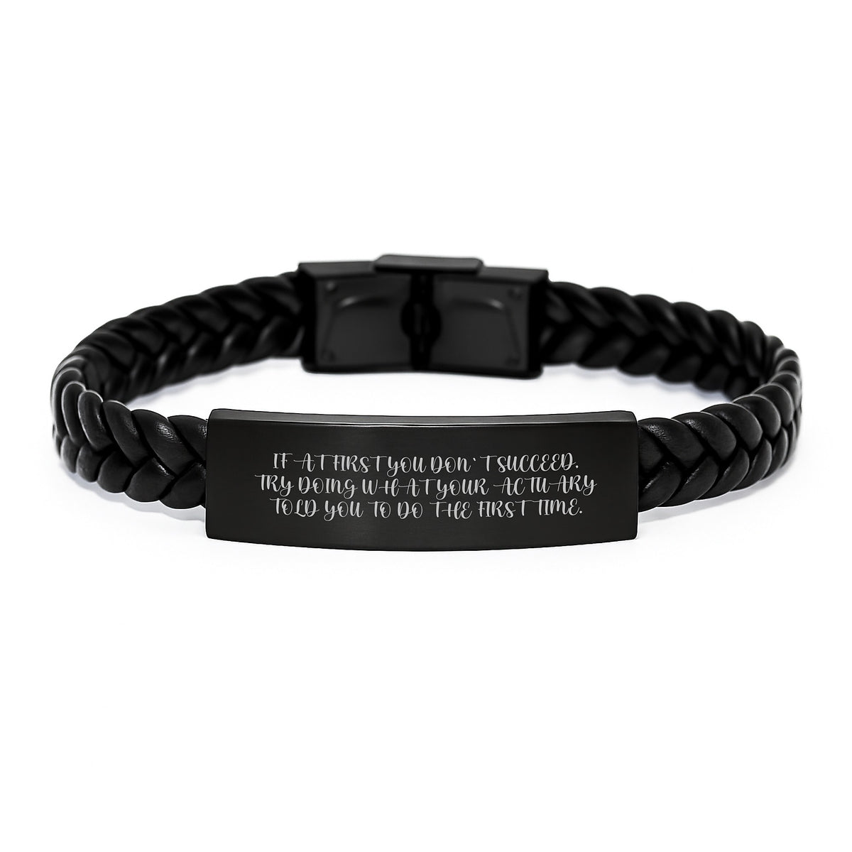Actuary Keepsake Interlaced Leather Bracelet for Him Birthday Gift - Image 1