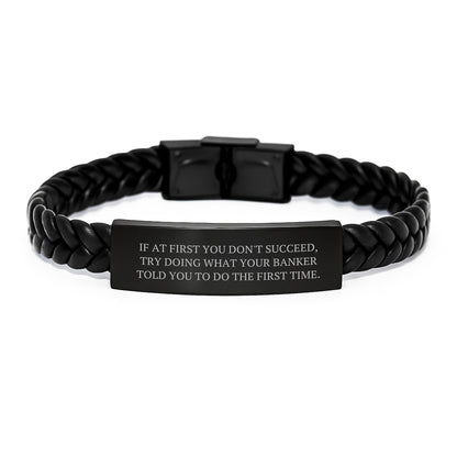 Funny Gift for Banker Friends from Family - Interlaced Leather Bracelet for Banker Graduation Unique Gifts - Image 1