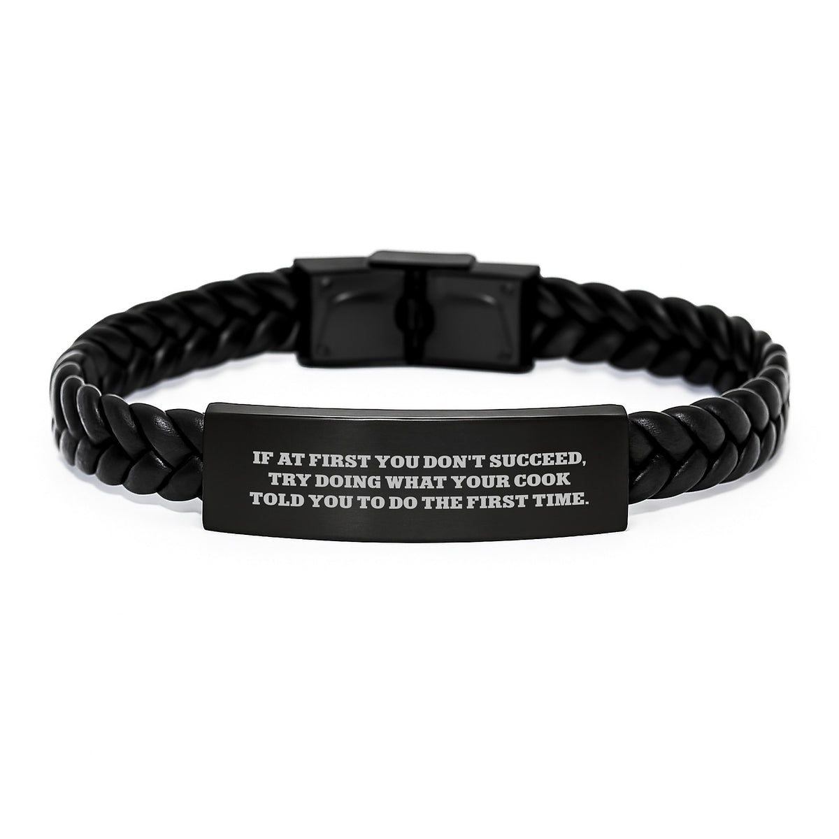 'Laughter is the Best Medicine' Funny Cook Gifts from Friends for Birthday - Interlaced Leather Bracelet for Cooks, Men, or Women, 7.87 inches, Stainless Steel and PU Leather - Image 1