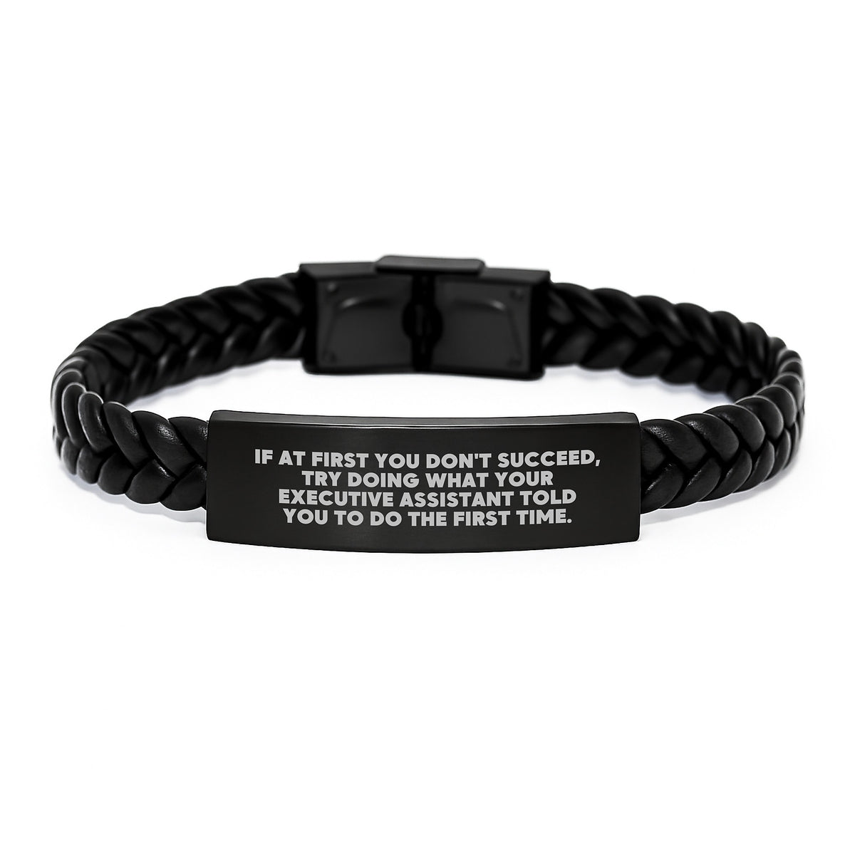 Funny Executive Assistant Gifts for Men, Interlaced Leather Bracelet with Inspirational Quote, Perfect Graduation Unique Gifts from Friends - Image 1
