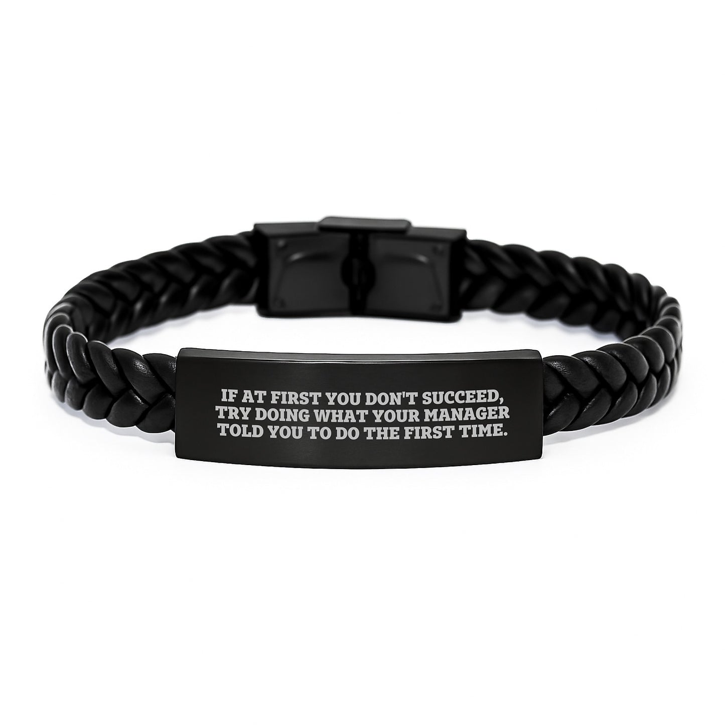 Funny Graduation Gifts from Manager to Men - Interlaced Leather Bracelet with Quote - Best Manager Gifts for Graduation - Image 1