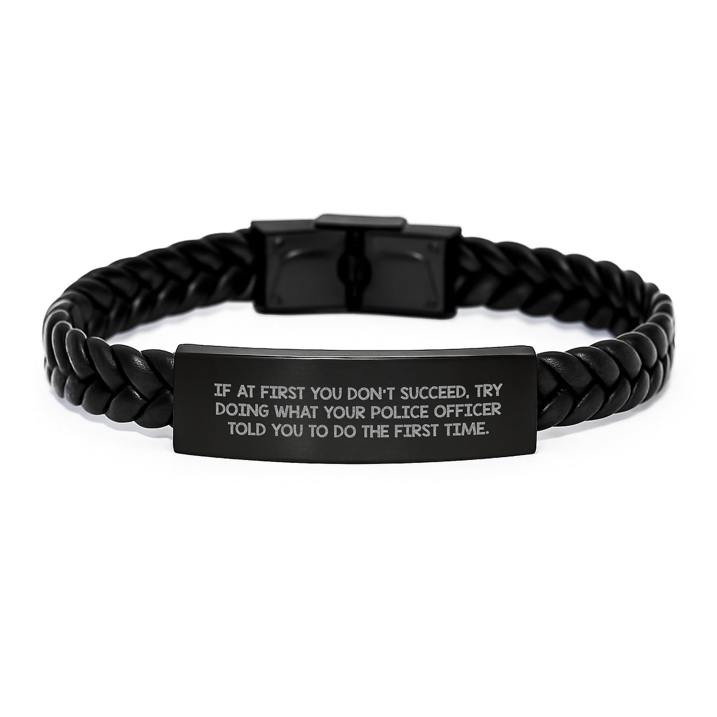 Funny Police Officer Gifts from Lover for Valentine's Unique Interlaced Leather Bracelet for Police Officer Men - Image 1