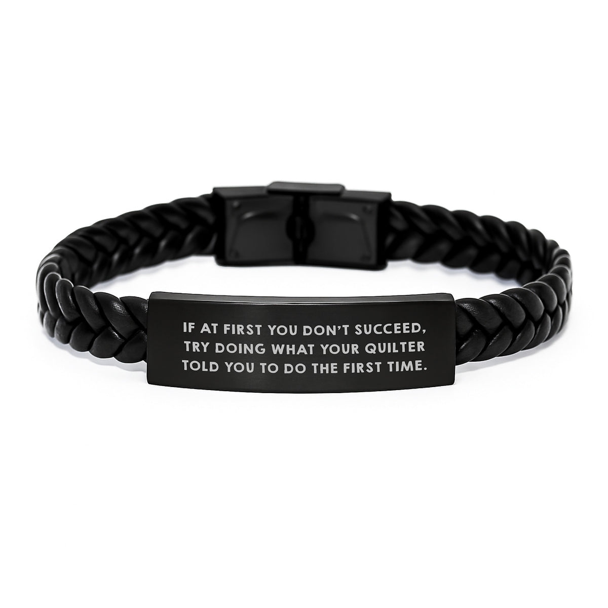Quilter Gifts from Family, Funny Inspirational Quilter Graduation Unique Gifts Interlaced Leather Bracelet, Quilter Men's Leather Strap - Image 1